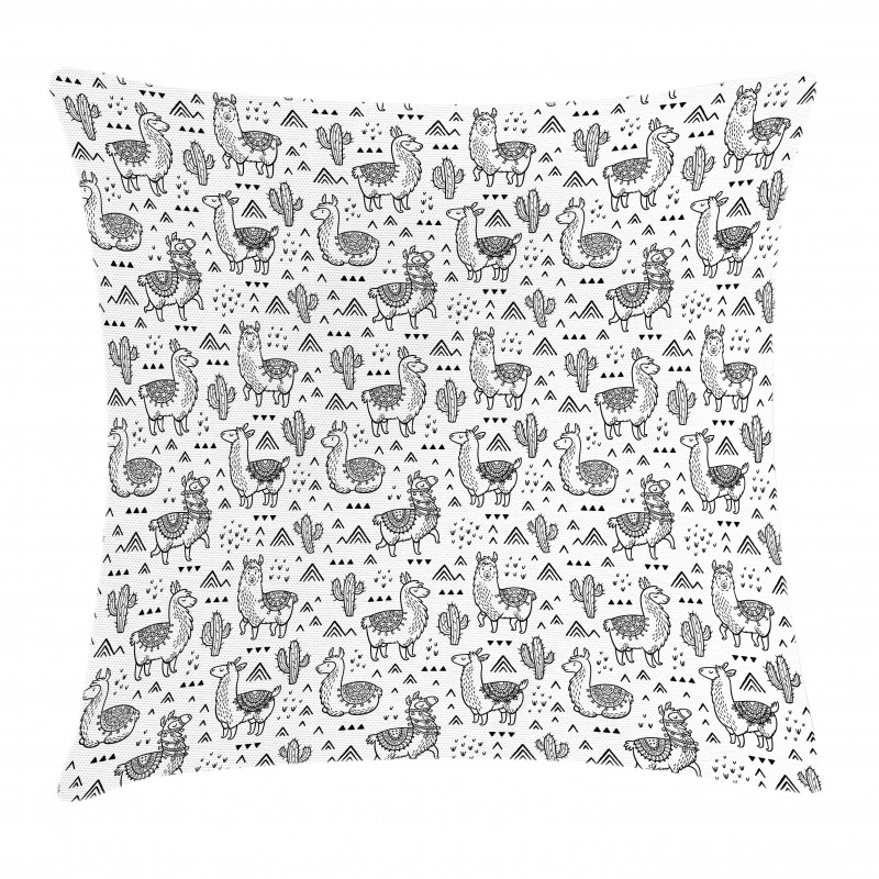 Doodle Alpaca Design Pillow Cover