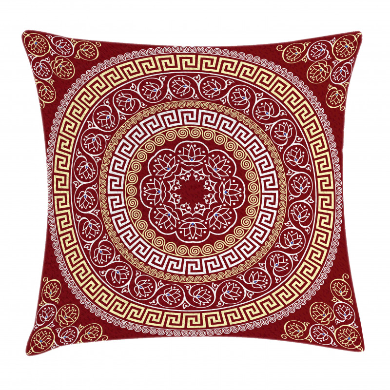 Meander and Flowers Pillow Cover