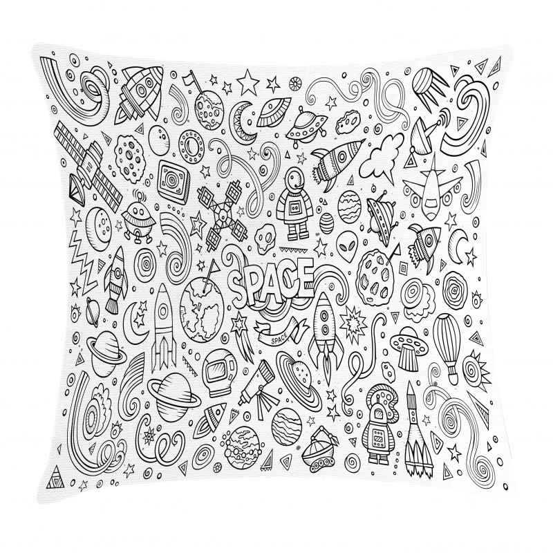 Astro Scketch Planets Pillow Cover