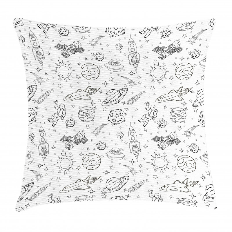 Doodle Solar System Space Pillow Cover