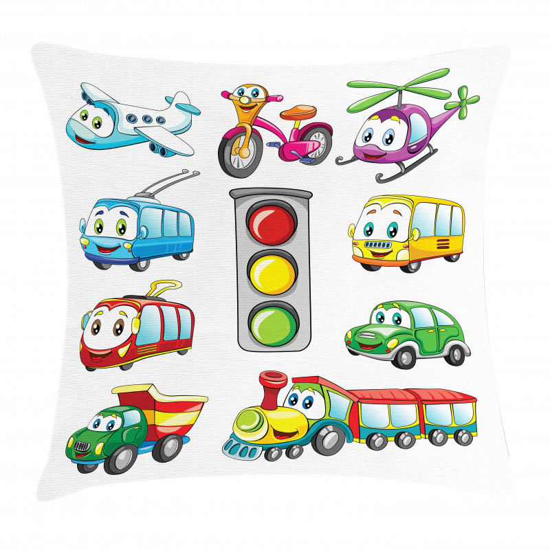 Cheerful Transportation Pillow Cover