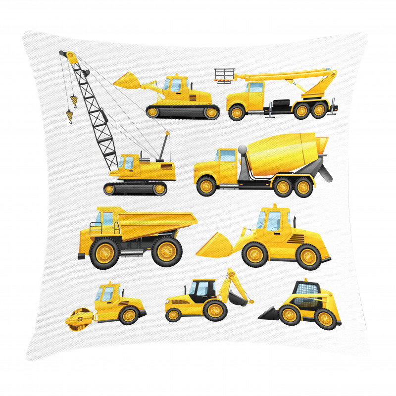 Construction Vehicles Pillow Cover