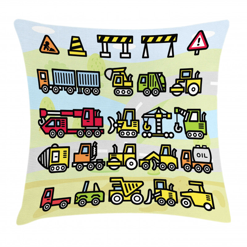 Excavator Loader Machines Pillow Cover