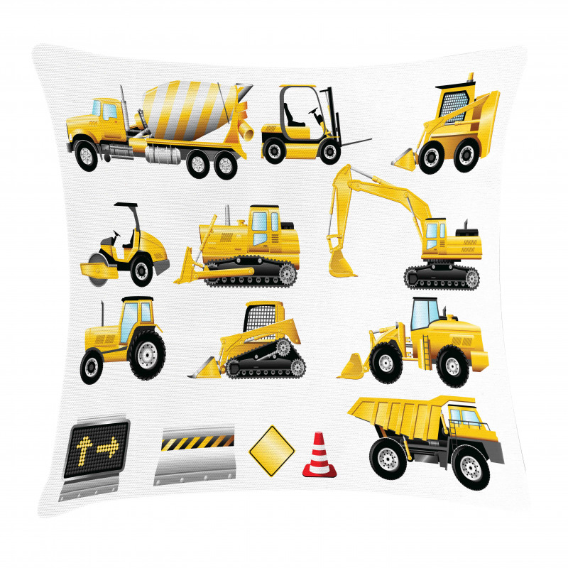 Yellow Construction Site Pillow Cover