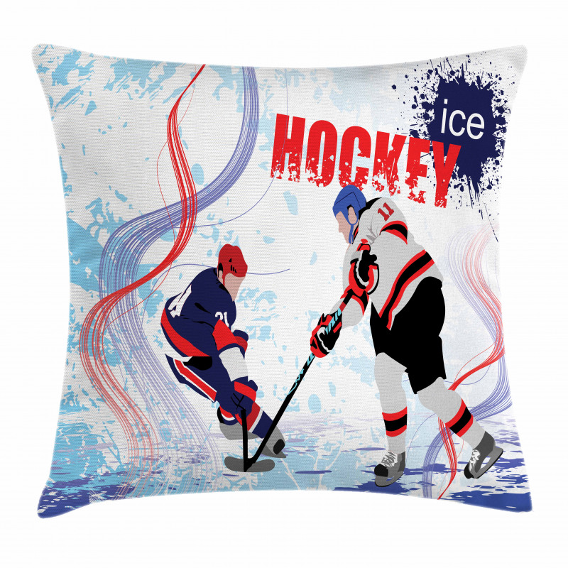 Players on Skating Rink Pillow Cover