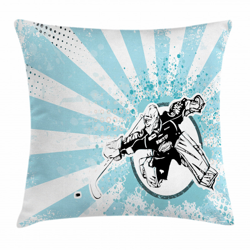 Retro Grunge Goaltender Pillow Cover