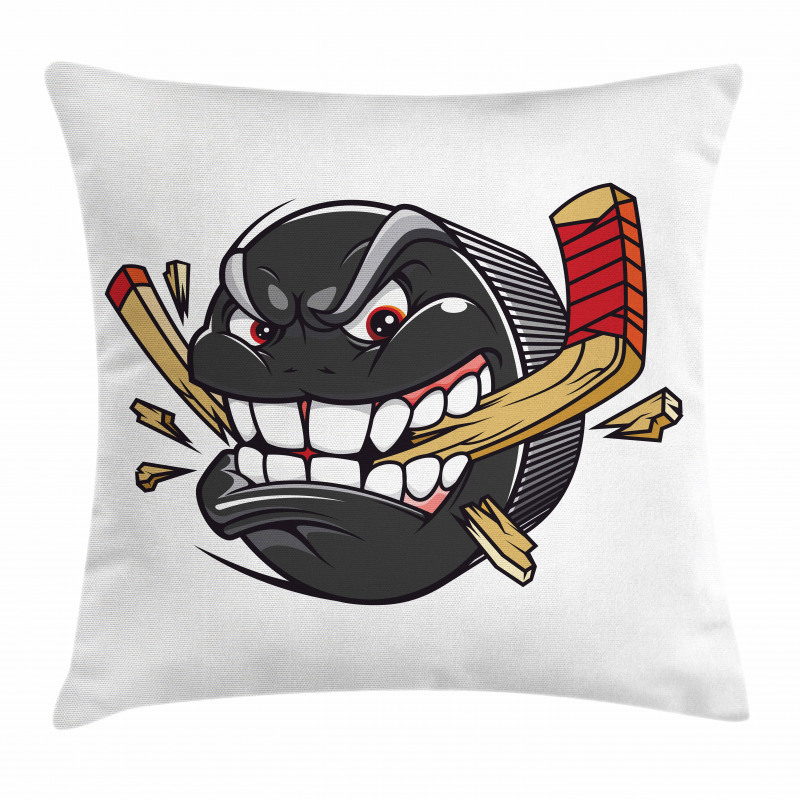 Cartoon Puck Bites Stick Pillow Cover