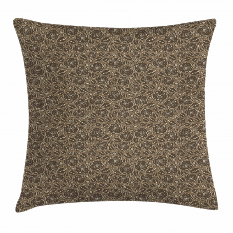 Leaves Flowers Vintage Pillow Cover