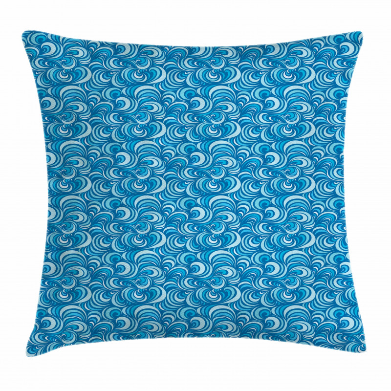 Marine Waves Spirals Art Pillow Cover