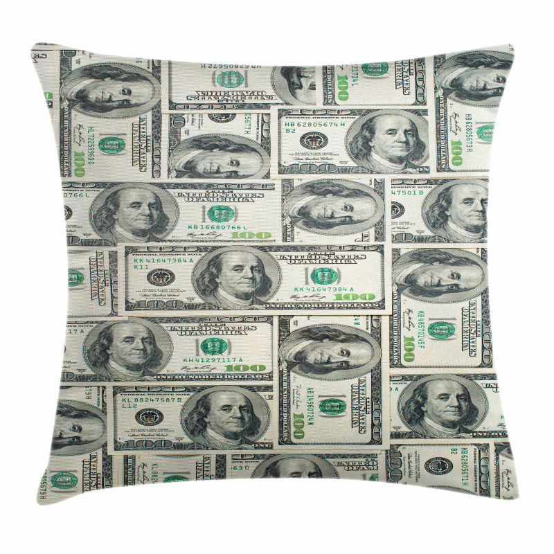 Bills with Ben Franklin Pillow Cover