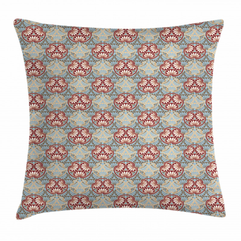 Oriental Flower Design Pillow Cover