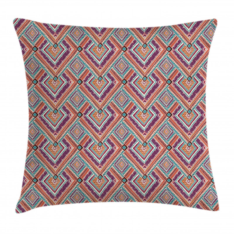 Colorful Rhombus Motif Pillow Cover