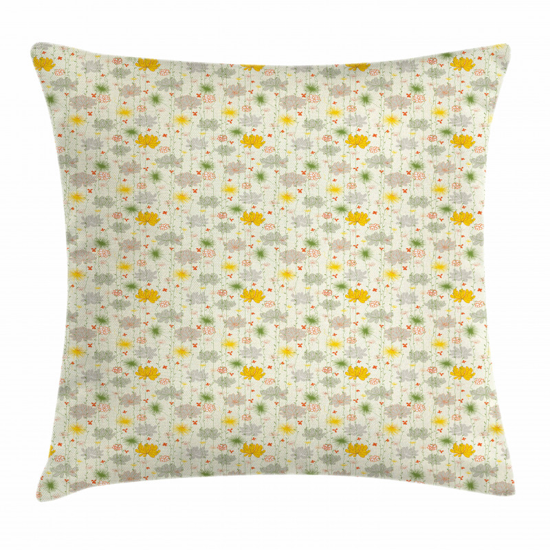 Vintage Flower Leafs Pillow Cover