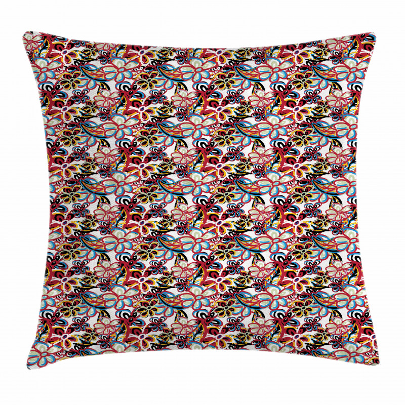 Cartoon Style Flowers Pillow Cover