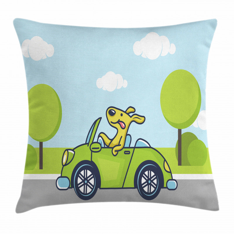Puppy on the Road Pillow Cover