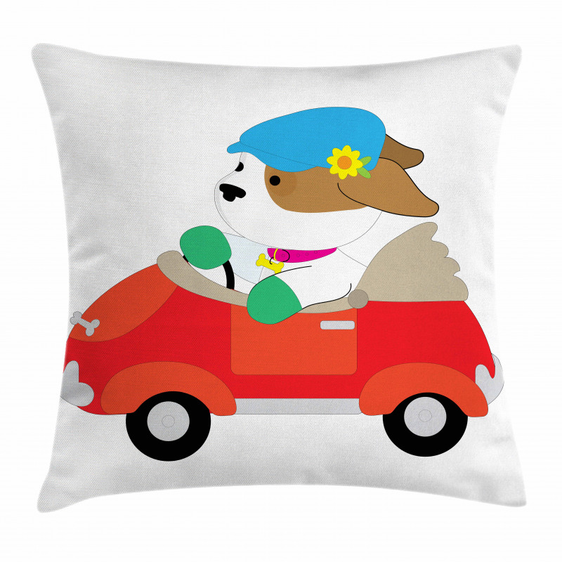 Puppy Driving Cap Pillow Cover