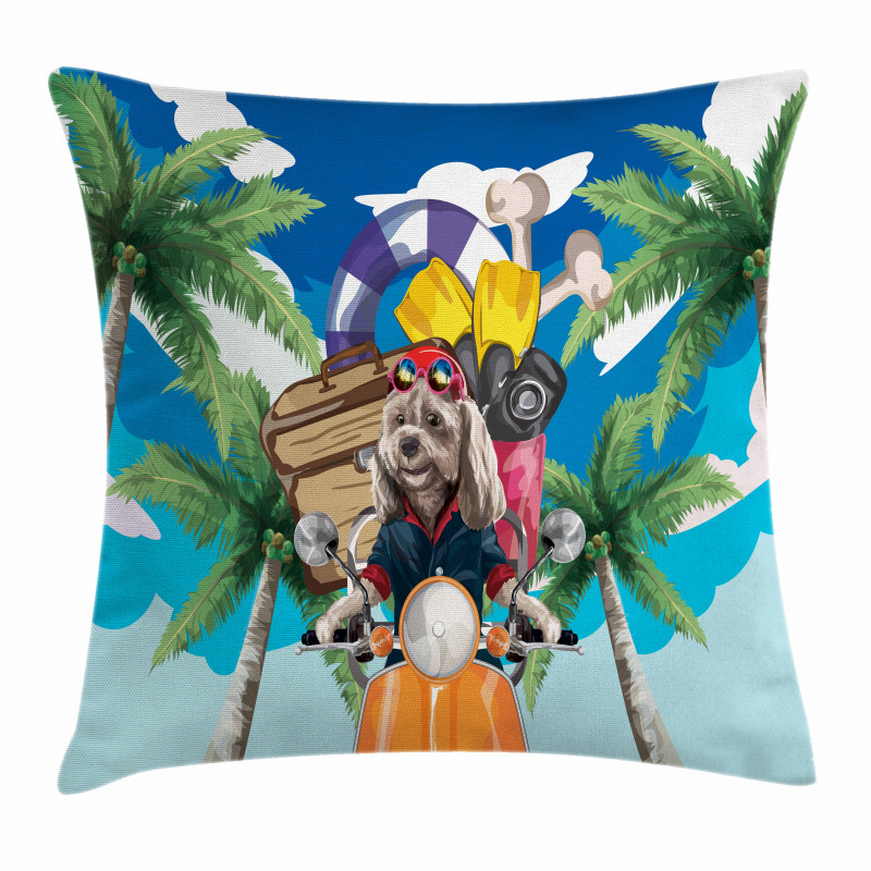 Puppy Tropic Island Pillow Cover