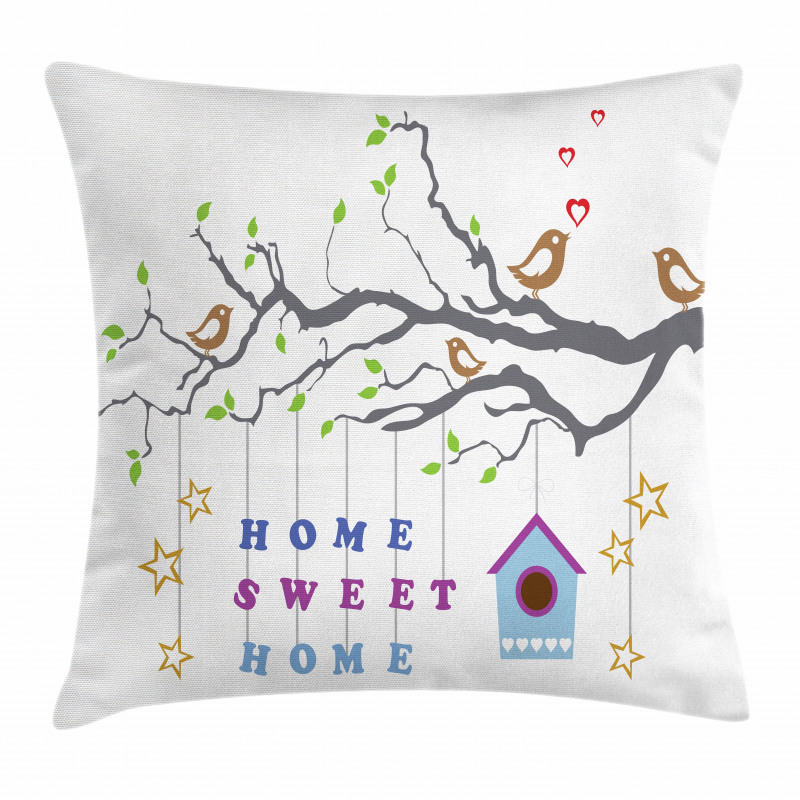 Bird Tree Stars Pillow Cover