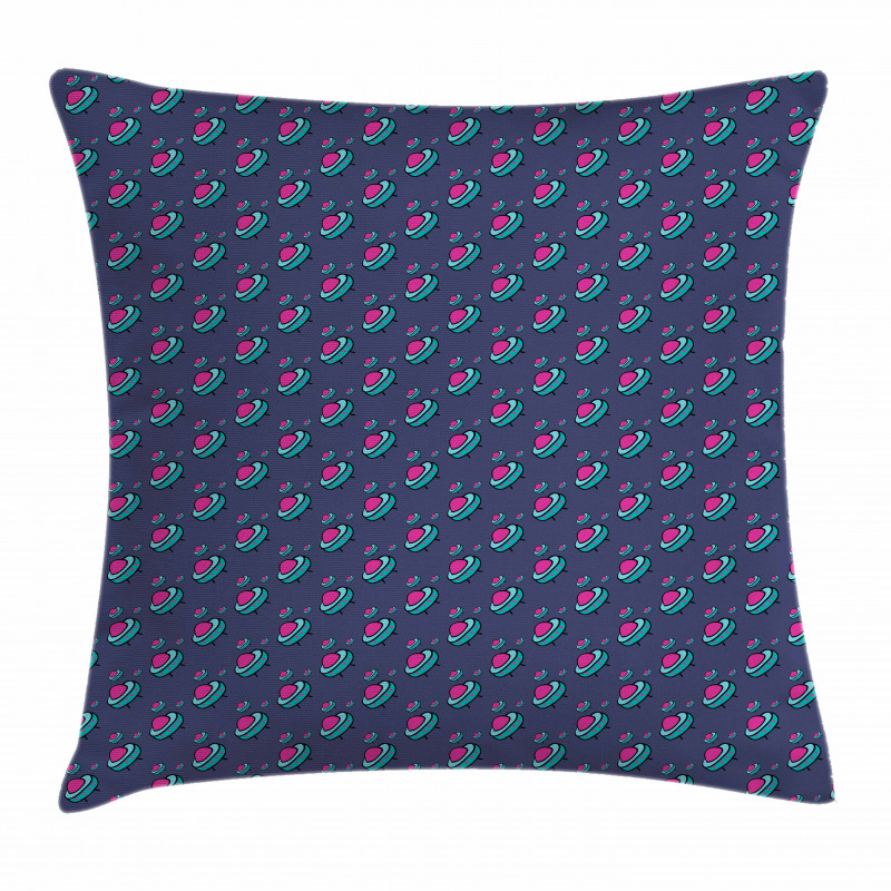 Alien Flying Device Doodle Pillow Cover