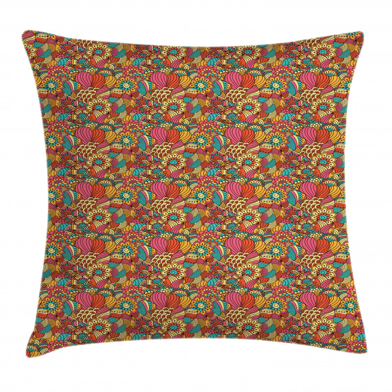 Colorful Floral Doodle Pillow Cover