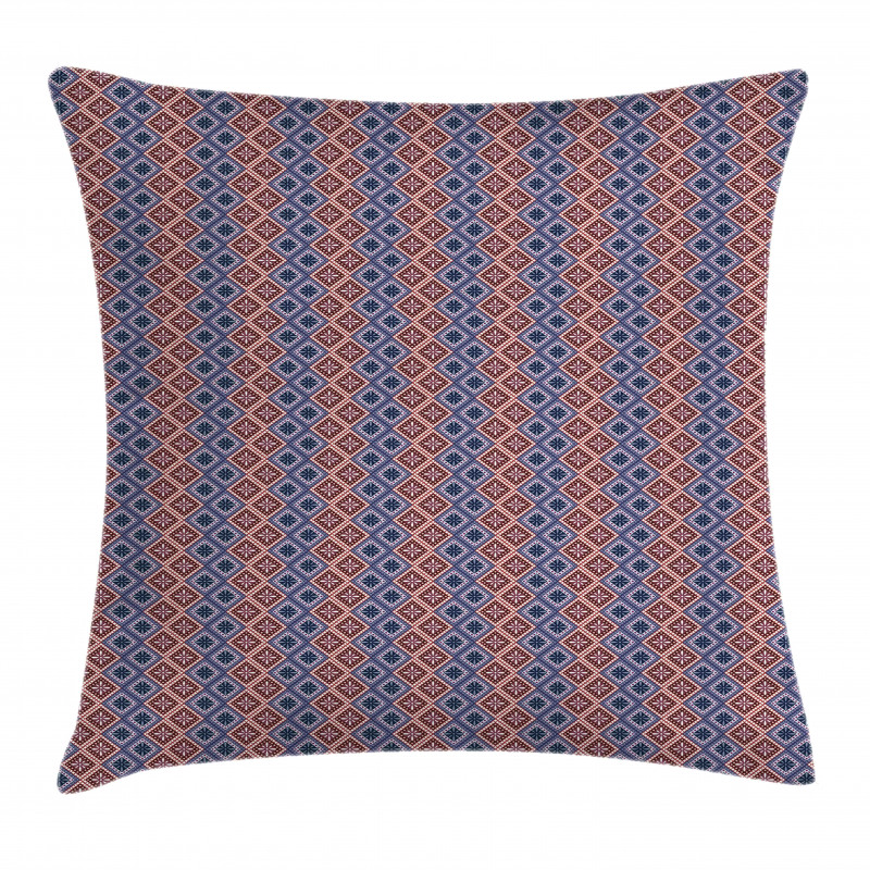 Checkered Floral Dotted Pillow Cover