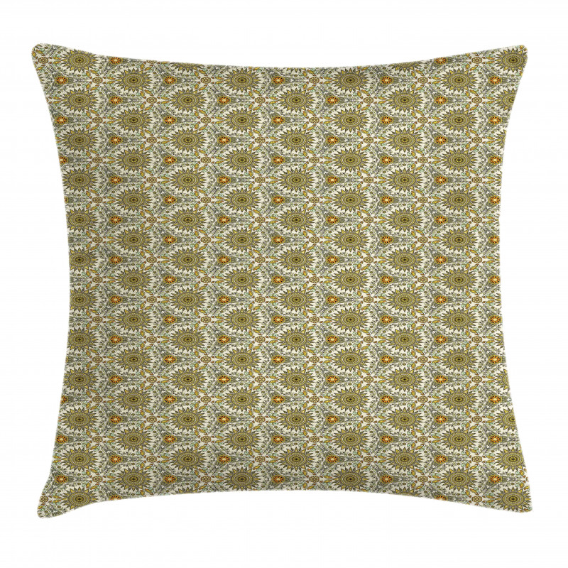 Folkloric Birds and Mandala Pillow Cover