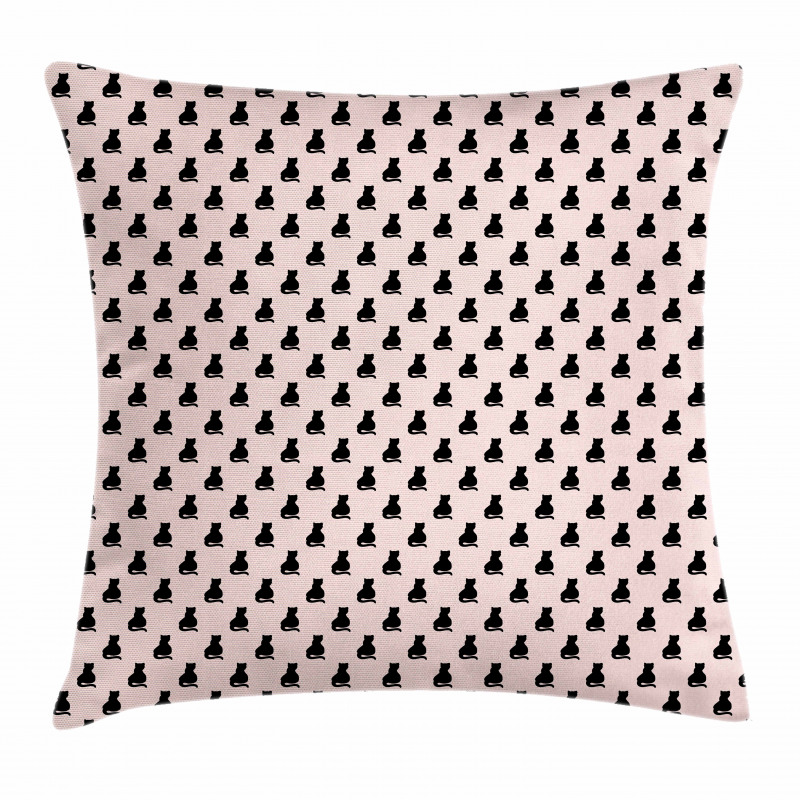 Black Silhouettes on Pink Pillow Cover