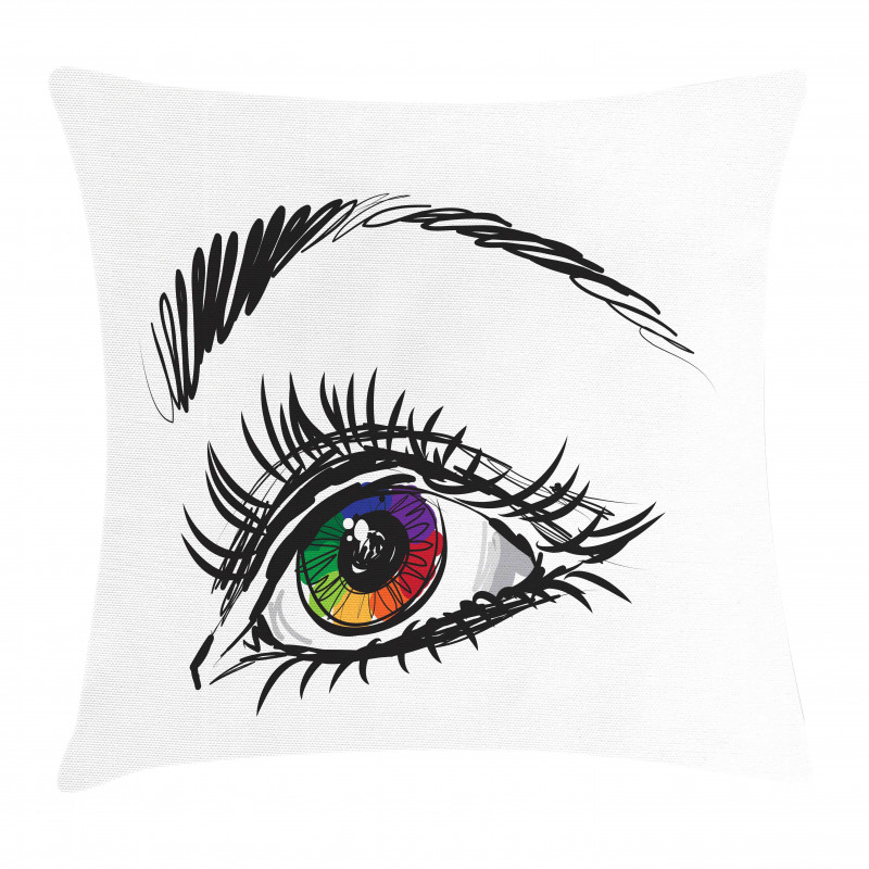 Colorful Pupil of a Woman Pillow Cover