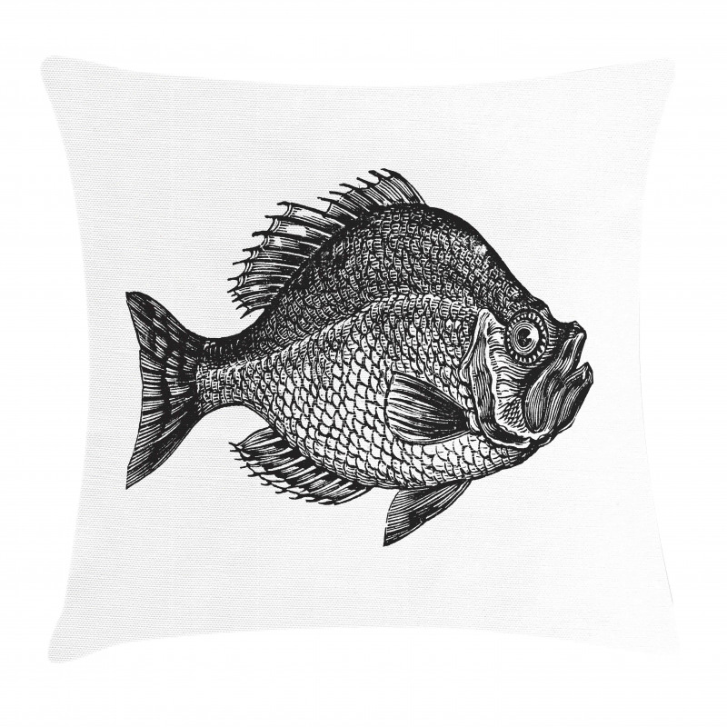 Rock Bass Black and White Pillow Cover