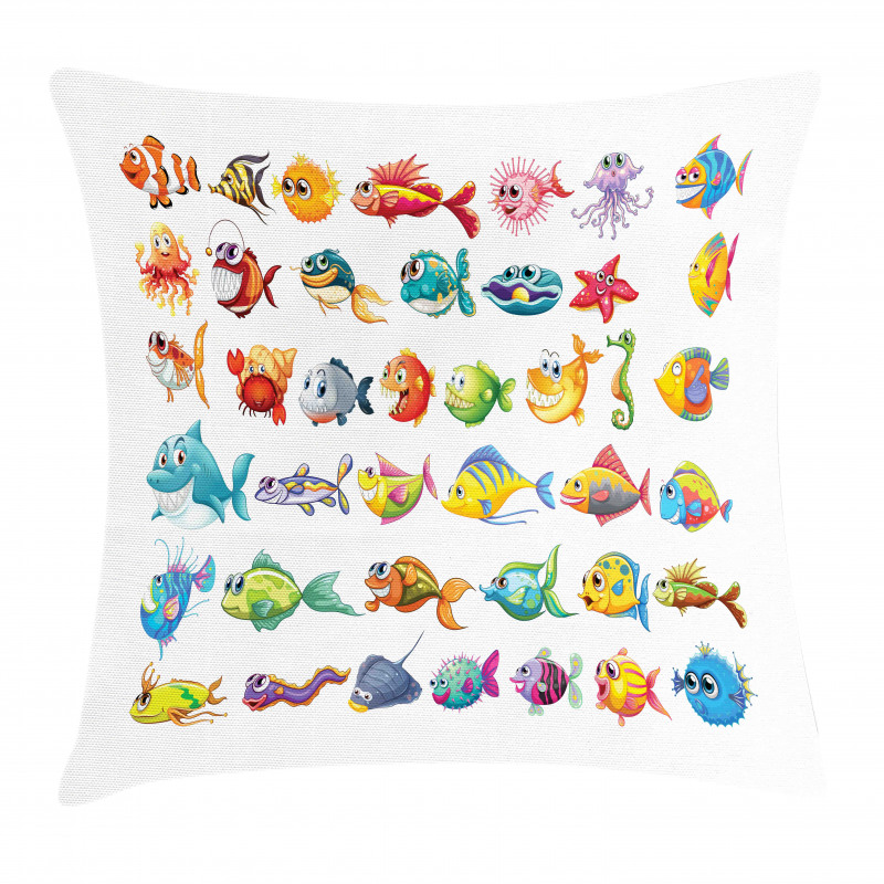 Happy Fish Abstract Pillow Cover