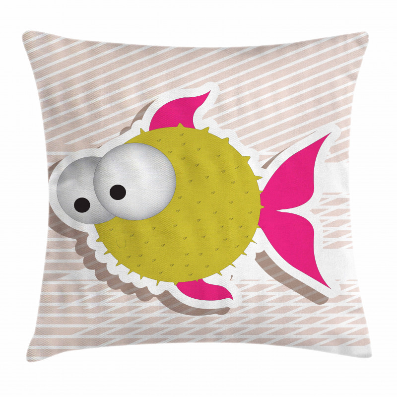 Comical Blowfish Huge Eyes Pillow Cover
