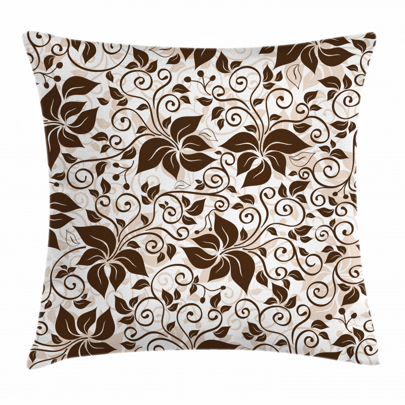 Brown Flower Leaves Pillow Cover