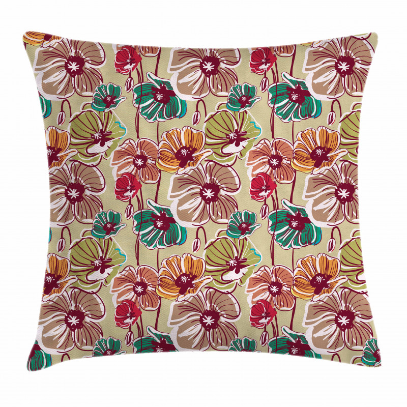 Colorful Poppies Pillow Cover