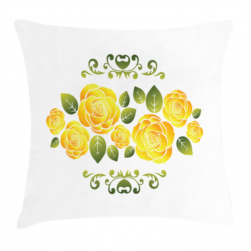 Roses with Swirl Frame Pillow Cover