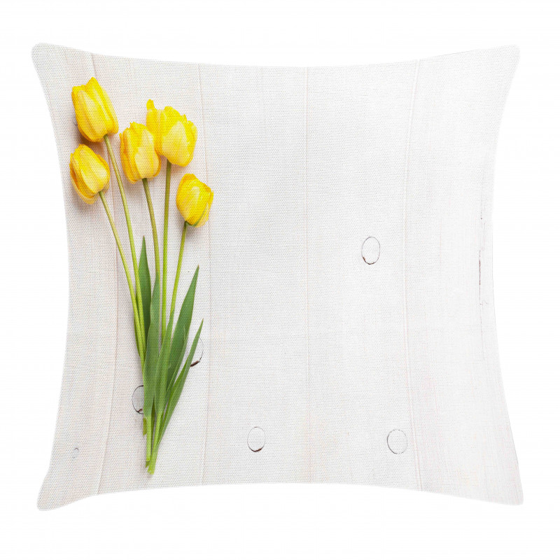 Tulips on Rustic Board Pillow Cover