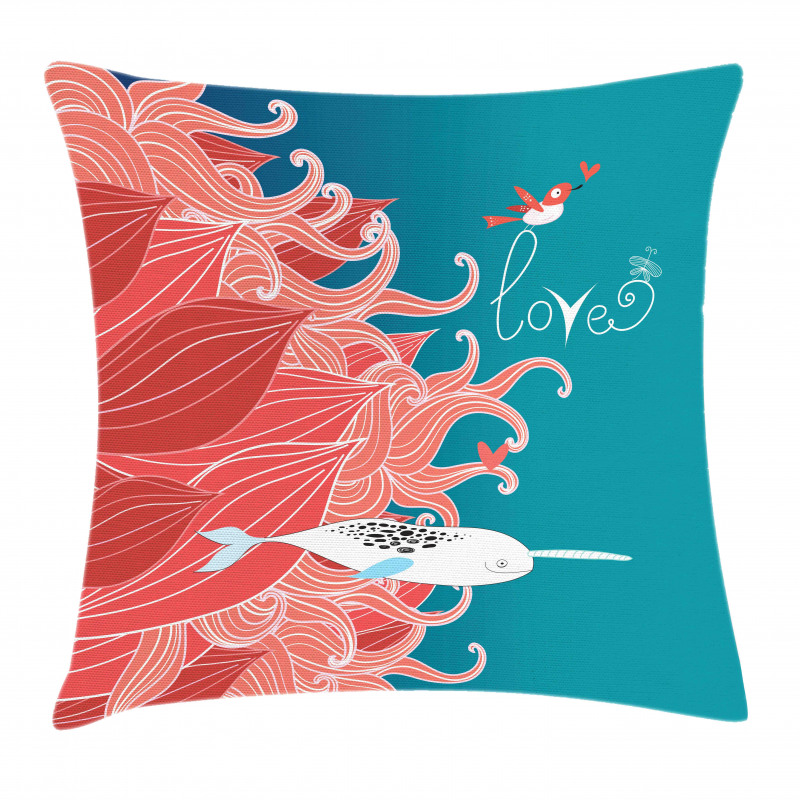 Arctic Whale and Bird Pillow Cover