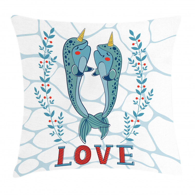 Whales in Love Design Pillow Cover