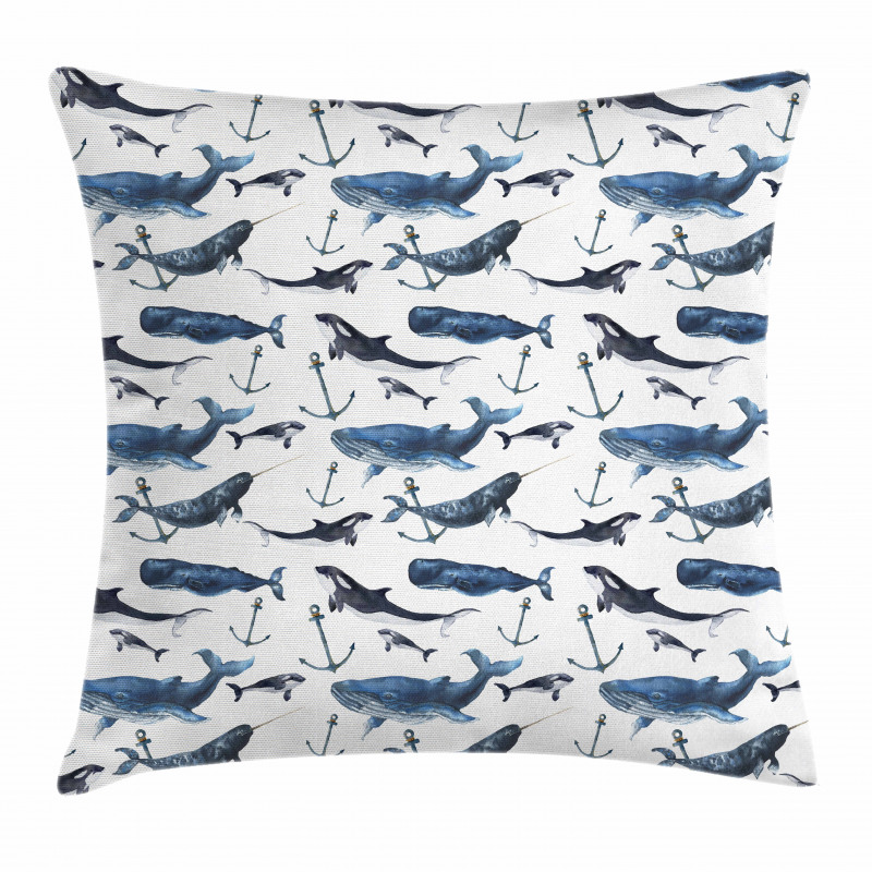 Orcas and Blue Whales Pillow Cover