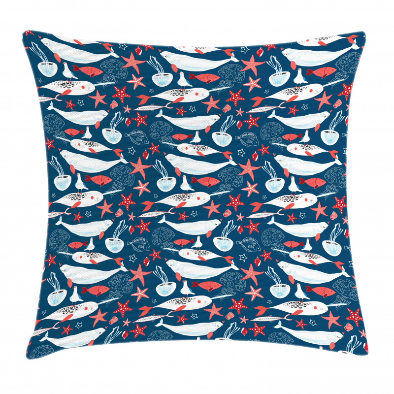 School of Fish Narwhal Pillow Cover