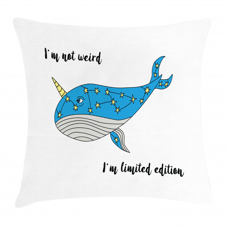 Hand Drawn Blue Whale Pillow Cover
