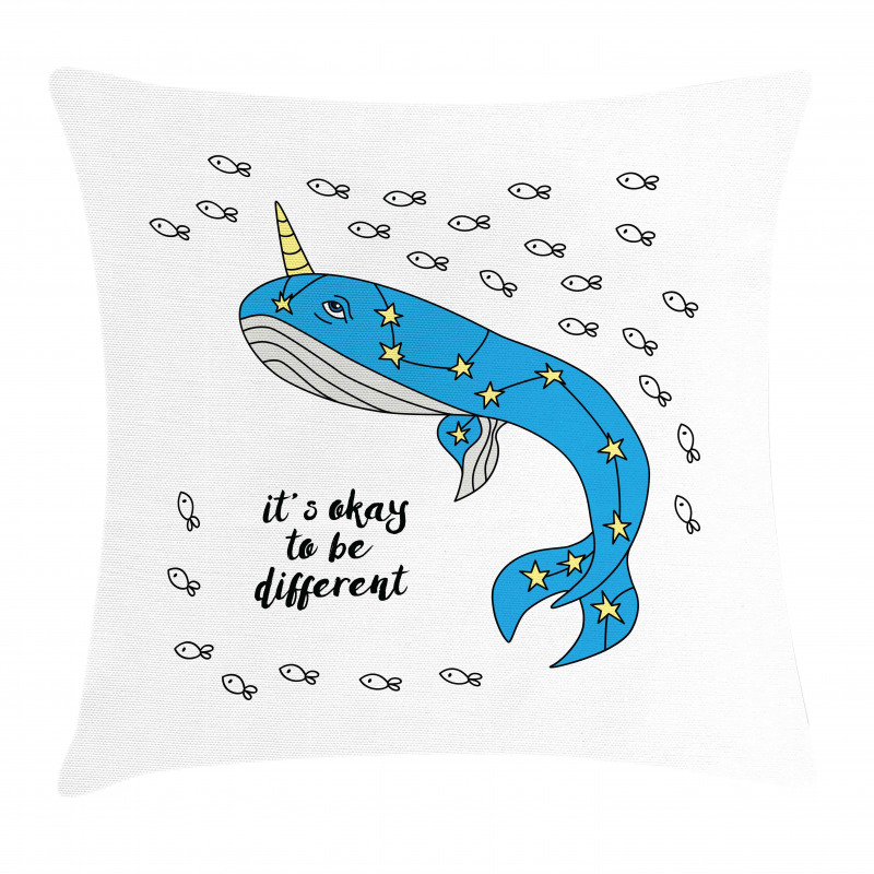 Blue Cartoon Whale Pillow Cover