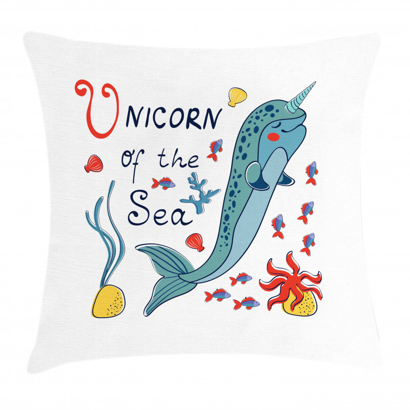 Colorful Swimming Whale Pillow Cover