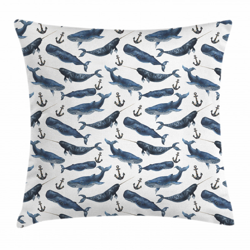 Aquerelle Ocean Whales Pillow Cover