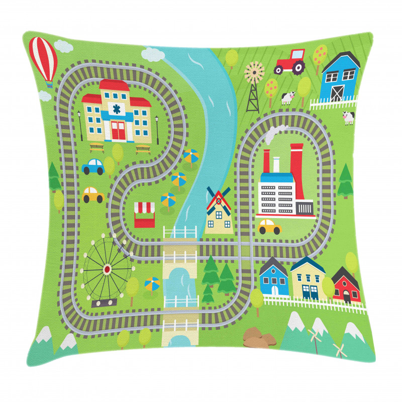 Country Town Pillow Cover