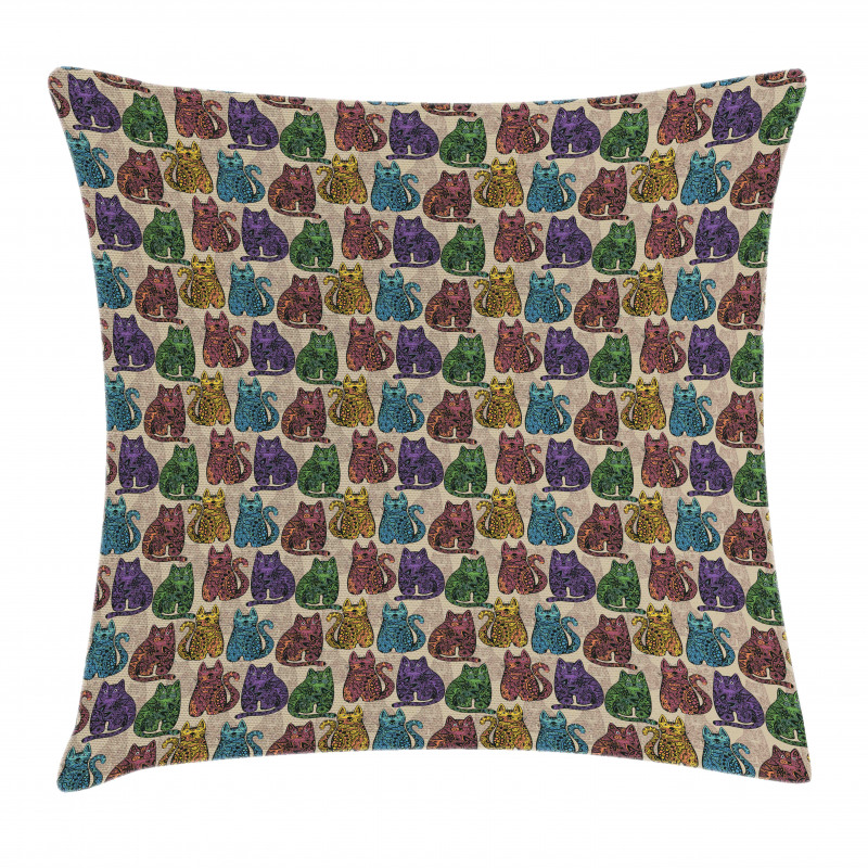 Colorful Cats Pillow Cover