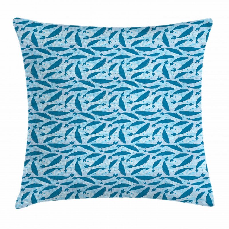 Big Blue Aquatic Animals Pillow Cover