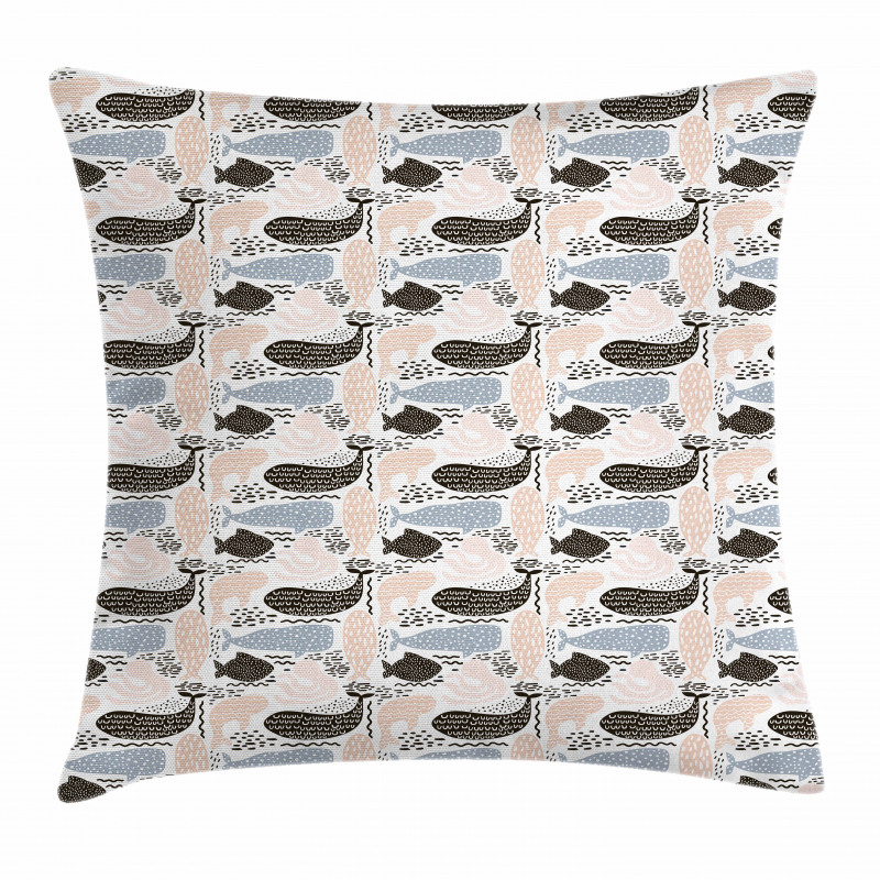 Aquatic Animal Silhouette Pillow Cover