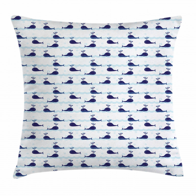 Blue Fish on Water Pillow Cover