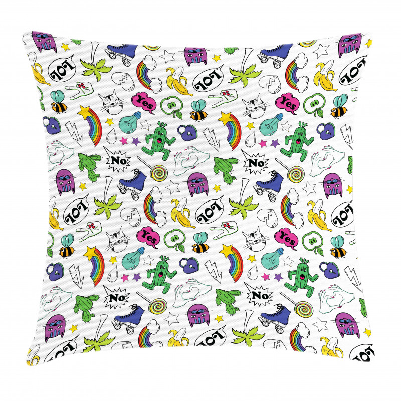 Colorful 80s Comic Set Pillow Cover
