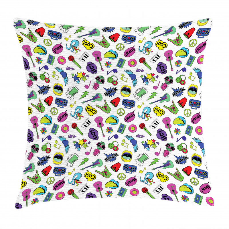Colorful Music Themed Pillow Cover